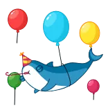 🥳 narvalo, palloncino, compleanno, festa, cartone animato, carino, animale whatsapp sticker