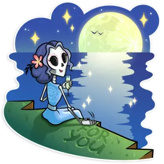 👫 FOR YOU esqueleto, noite, lua, oceano, calavera, Dia de Muertos telegram sticker