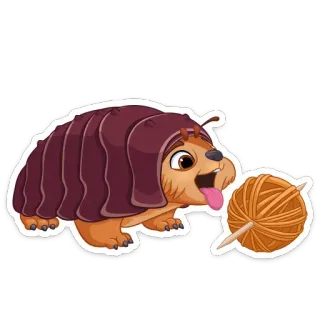 😛 Cartone animato, Animale, Armadillo, Carino, Felice, Filato telegram sticker
