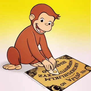 😄 Curious George Affe, Ouija, Brettspiel, Geist, Halloween whatsapp sticker