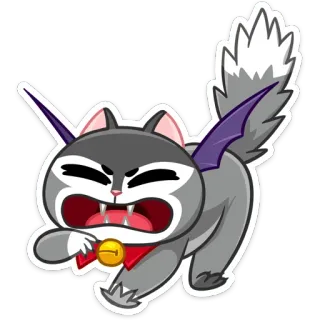 🥴 Katze, Tier, Sticker, wütend, Zähne, Cartoon telegram sticker
