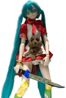 🔪 Hatsune Miku Аниме, Вокалоид, Хатсуне Мику, Кукла, Меч telegram sticker