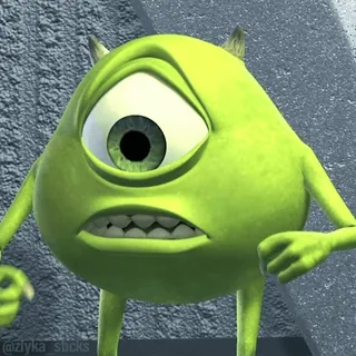 😮‍💨 Mike Wazowski Monsters, Inc. Mike Wazowski, Monster AG, Disney, Cartoon, Animiert, Lustiges Gesicht telegram sticker