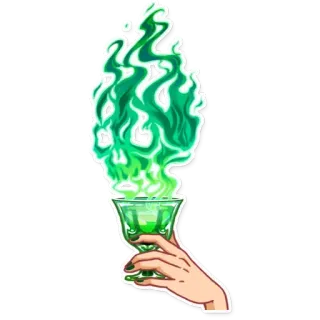 💀 assenzio, teschio, alcol, fiammeggiante, verde, bevanda whatsapp sticker
