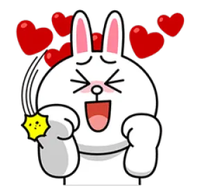❤ Brown cute, bunny, love, hearts, happy, cartoon, sticker, Line Friends telegram sticker