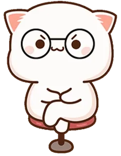 🤓 Katze, süß, Brille, sitzen, entzückend, Cartoon, kawaii telegram sticker