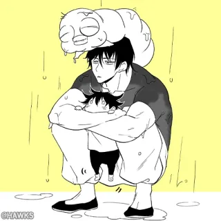 🖤 Anime, Cartone animato, Uomo, Bambino, Verme whatsapp sticker