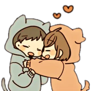 🌨 Paar, Umarmung, süß, Cartoon, Liebe, Beziehung telegram sticker