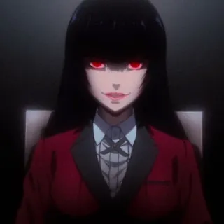 ♣️ Yumeko Jabami Kakegurui anime, kakegurui, yumeko jabami, gambling, red eyes, maniacal smile telegram sticker