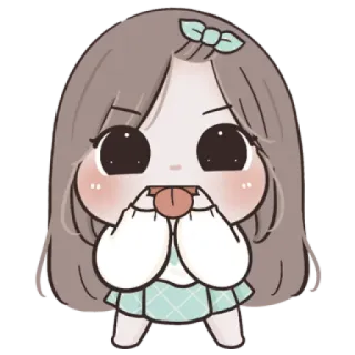 🌙 sticker, meisje, schattig, chibi, cartoon whatsapp sticker
