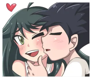 😙 anime, kiss, love, couple, affection telegram sticker