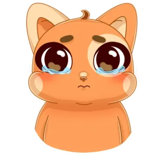 😢 mèo, động vật, buồn, khóc, kawaii, biểu tượng cảm xúc telegram sticker