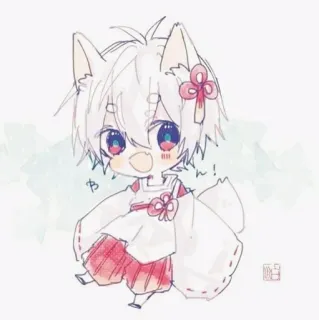 🌸 わーい! kawaii, anime, manga, kemonomimi, anjing, imut, chibi telegram sticker