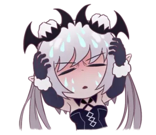 🤒 animé, démon, sueur, nerveux, épuisé, personnage telegram sticker