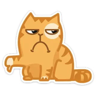 👎 gato, polegar para baixo, descurtir, felino, animal, laranja, desenho animado telegram sticker