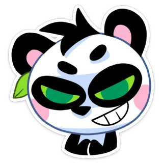 😡 panda, dessin animé, animal, kawaii, mignon, autocollant, yeux verts, sourire narquois telegram sticker