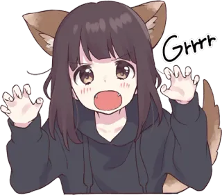 🐺 Grrr anime, girl, animal ears, growl telegram sticker