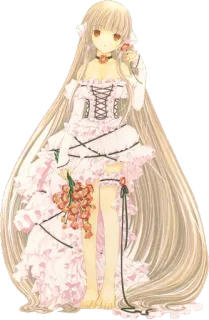 😶 anime girl, dress, long hair, flowers telegram sticker