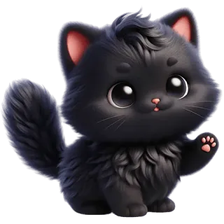 👋 gato, gatinho, gato preto, fofo, animal, animal de estimação, desenho animado whatsapp sticker
