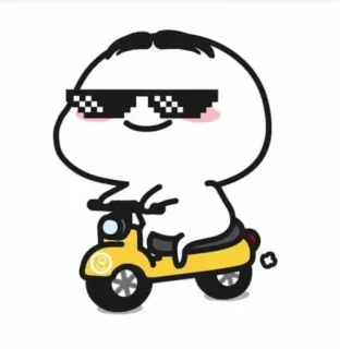 😎 Desenho animado, Personagem, Patinete, Motocicleta, Óculos de sol telegram sticker