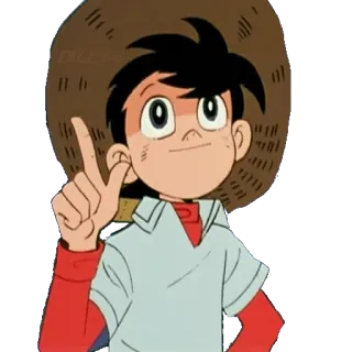 💡 Dessin animé, Anime, Garçon, Chapeau de paille, Pointer, Personnage whatsapp sticker