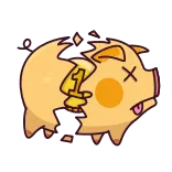 😵 piggy bank, broken, financial, money, sad, cartoon telegram sticker