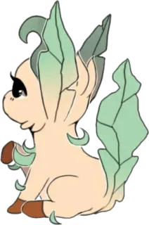 ☹️ Leafeon pokemon, leafeon, tipe rumput, imut, binatang, daun, kawaii whatsapp sticker