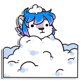🛁 dier, cartoon, furry, schattig, wolk, sticker whatsapp sticker