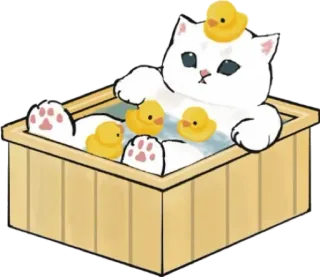 🛁 gato, pato de borracha, banho, fofo, animais telegram sticker