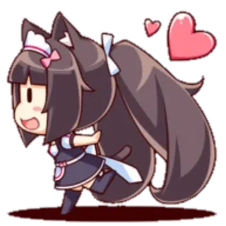🚶‍♀️ Anime, Nekomimi, Chibi, Kawaii, Maid, Cuori telegram sticker