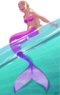 🧜‍♀ русалка, фэнтези, вода, море, океан, мифическое существо, мультфильм, плавание telegram sticker