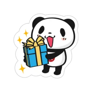 🎁 パンダ, ギフト, かわいい, 動物, 漫画, プレゼント telegram sticker