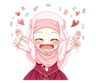 🙌 Kreskówka, Anime, Konfetti, Serca, Hidżab, Dziewczyna telegram sticker
