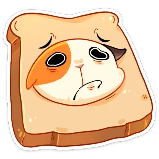 ☹️ แมว, ขนมปัง, เศร้า, น่ารัก, การ์ตูน, ขนมปังปิ้ง, มีม telegram sticker