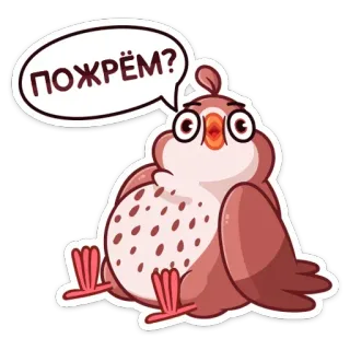 🐦 ПОЖРЁМ? ptak, zwierzę, słodki, kreskówka, rosyjski, tekst, jedzenie, głodny telegram sticker