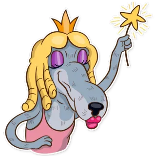 ✨ Desenho animado, Princesa, Cachorro, Varinha mágica, Coroa, Engraçado telegram sticker
