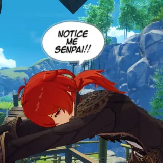 🤠 Diluc Genshin Impact NOTICE ME SENPAI!! Anime, Manga, Gioco, Notami Senpai, Diluc telegram sticker