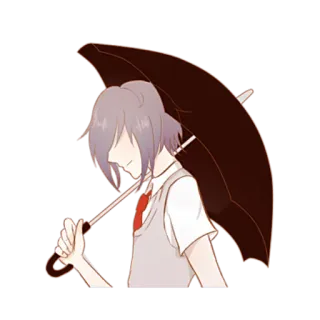 🌤 Аниме, Зонт, Дождь, Студент, Манга, Мультфильм whatsapp sticker