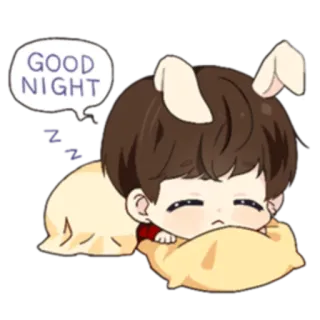 😴 GOOD NIGHT buenas noches, dormir, orejas de conejo, dibujos animados, lindo, sueño telegram sticker