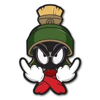 ❌ Marvin the Martian Dibujo animado, Personaje, Dedo corazón, Ofensivo whatsapp sticker