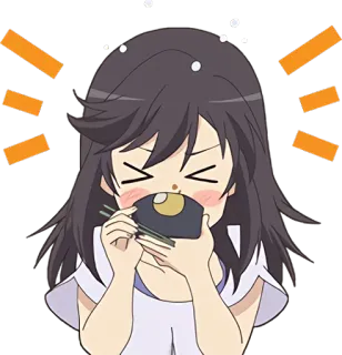 😋 アニメ, 女の子, 寿司, 食べる, 可愛い telegram sticker