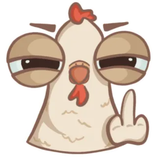 🖕 frango, dedo do meio, gesto, desenho animado, pássaro telegram sticker