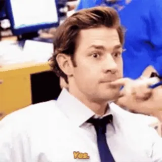 🥳 Jim Halpert The Office Yes. jim halpert, the office, yes, funny, tv show telegram sticker