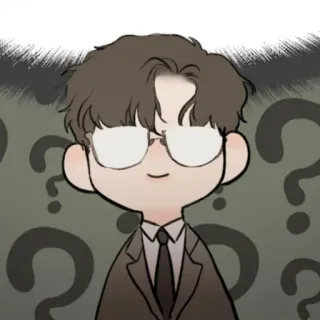 🧋 person, character, question marks, cartoon, glasses, suit telegram sticker