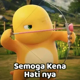 😡 Semoga Kena Hati nya flecha, arco, desenho animado, dinossauro, amor, romance telegram sticker