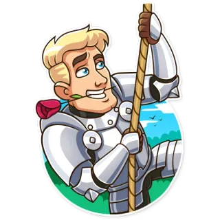 🌹 cavaleiro, armadura, rosa, desenho animado, romântico, herói telegram sticker
