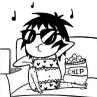 🔮 CHIP Desenho animado, Snacks, Relaxar, Música, Óculos de sol telegram sticker