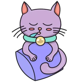 🌙 кот, сонный, подушка, животное, милый, мультфильм, наклейка telegram sticker