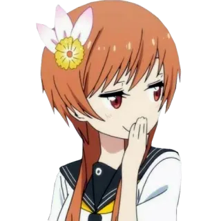 🤭 动漫, 女孩, 卡通, 角色, 橙色头发, 坏笑 telegram sticker