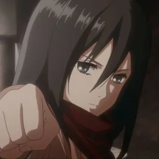 🧣 Mikasa Ackerman Attack on Titan Anime, Attaque des Titans, Mikasa Ackerman, Sérieux, Femme telegram sticker